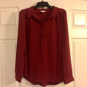 long sleeve burgundy Blouse